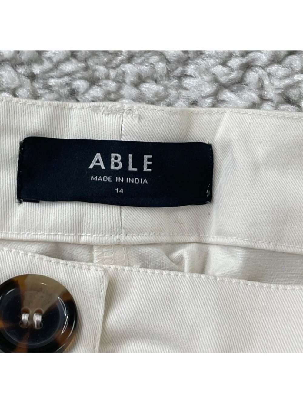Able Ann Twill Straight Leg Pant Antique White Womens 14 NEW - Picture 7 of 10
